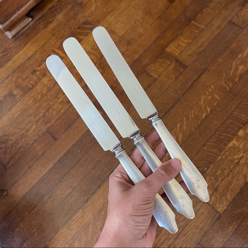 Vintage Sterling Silver Tiffany Co. Clinton French Knives Monogrammed, Set Of 3